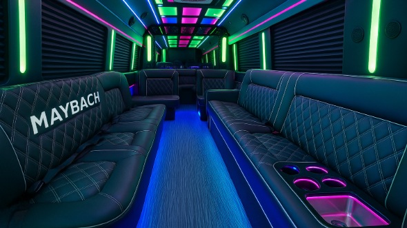 Interior of Charter Bus Company Gallatin's Party Bus in Gallatin
